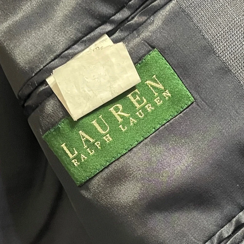 Lauren Ralph Lauren Mens Suit Blazer 46R Blue Windowpane Wool Two Button Formal